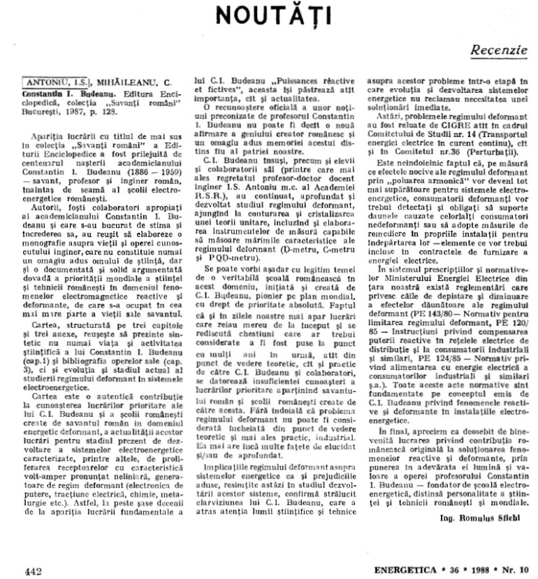 Recenzie la cartea despre Constantin I. Budeanu